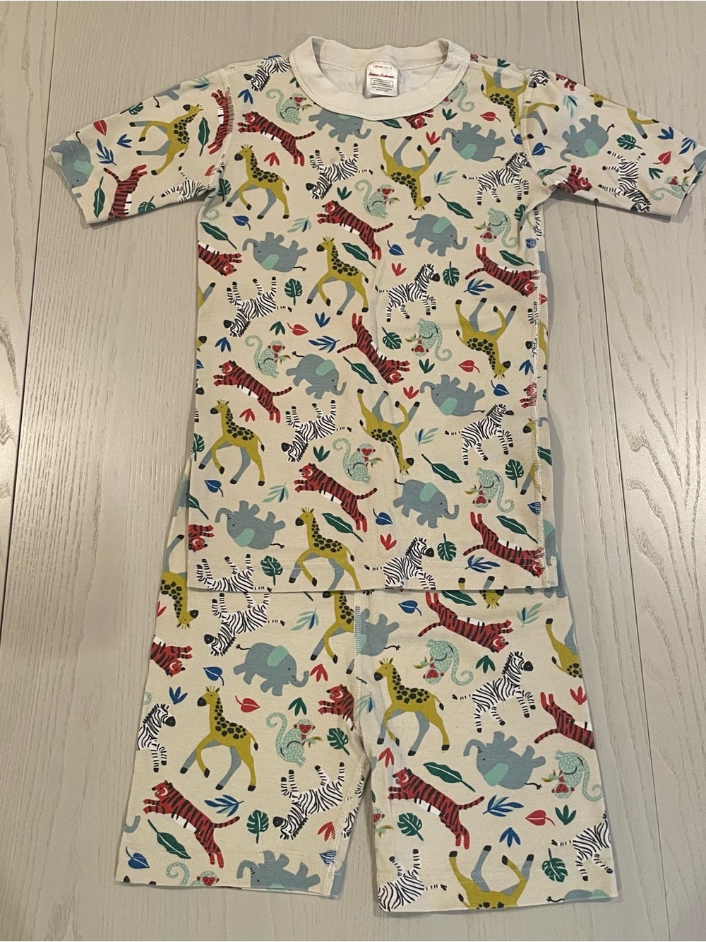 Hanna Andersson HannaJams Short John Pajama Set (Safari Animals) - Size 12 150